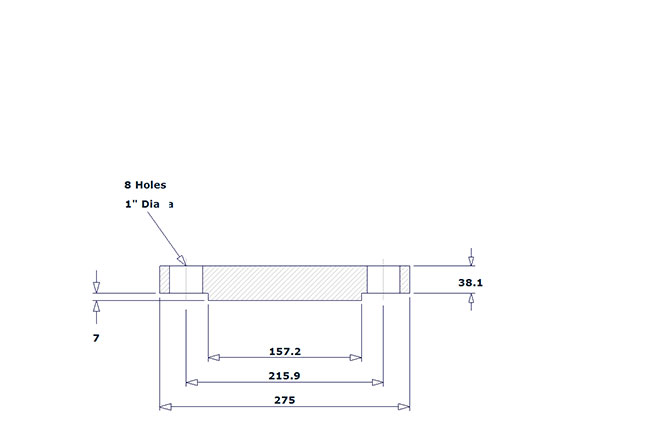 Dimensión de brida ciega clase 600